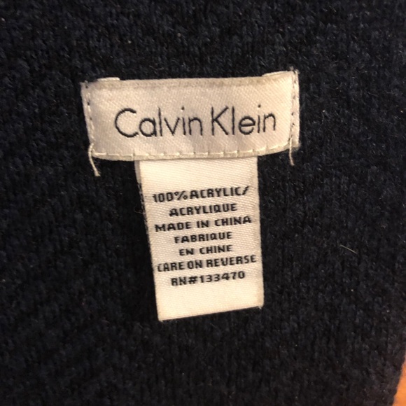 Calvin Klein Black and Navy Chevron Knit Scarf - Picture 5 of 6